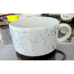 SEI China Oversized Soup Mug White w/ Blue Speckled Splatter Pattern Jumbo mug